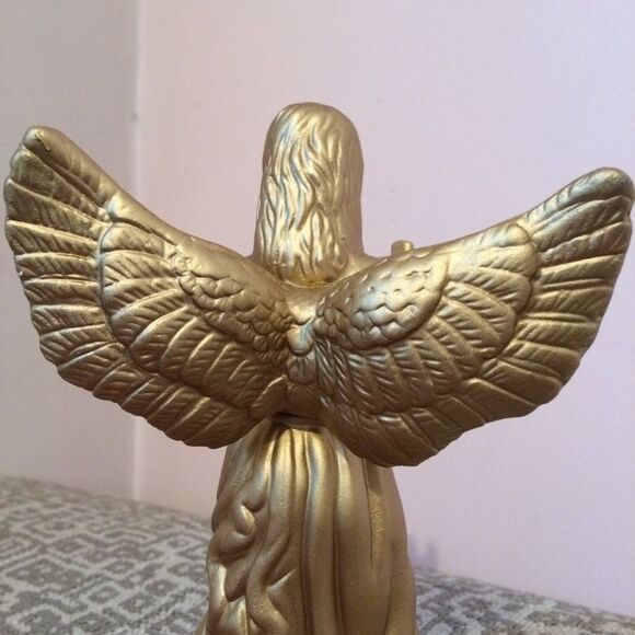 NWT NIB Golden Ceramic Christmas Angel w/Harp - Picture 6 of 8
